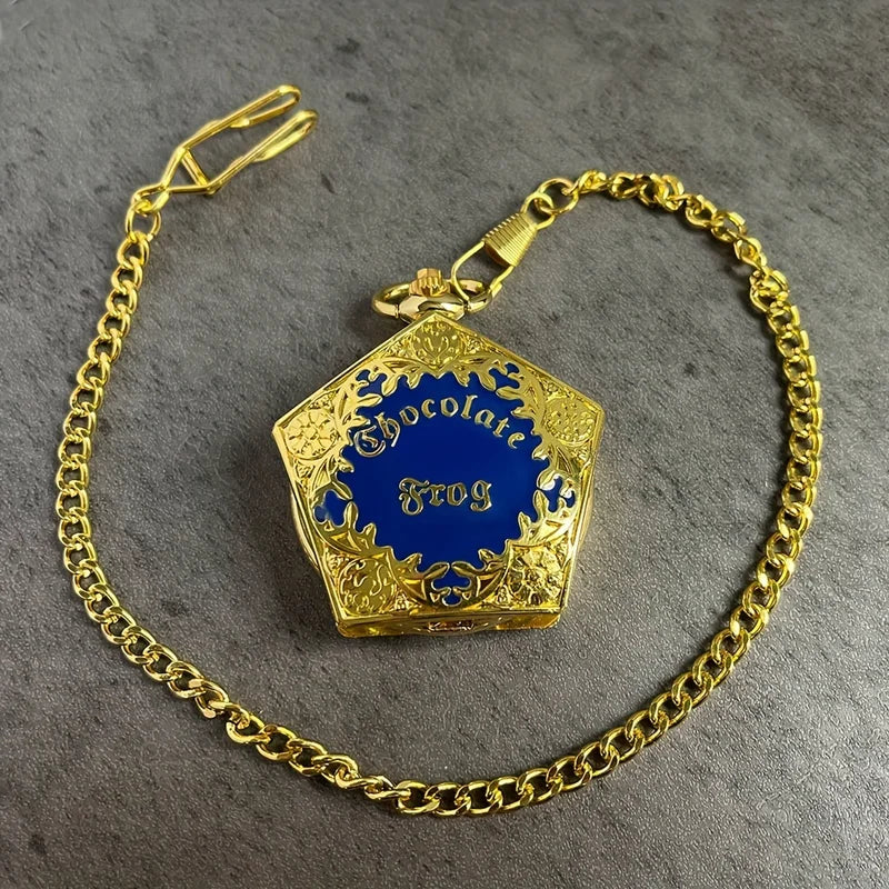Personalized Fashion College Style Pentagonal Gold Blue Quartz Pendant Watch for Boys & Students