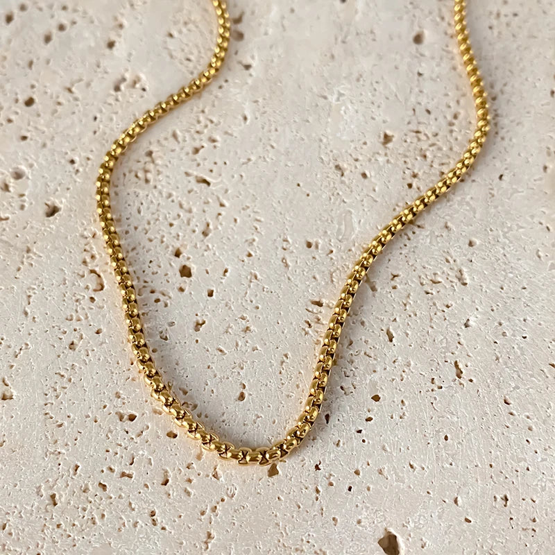 Minimalist Stainless Steel Necklace Box Chain Men & Women Jewelry