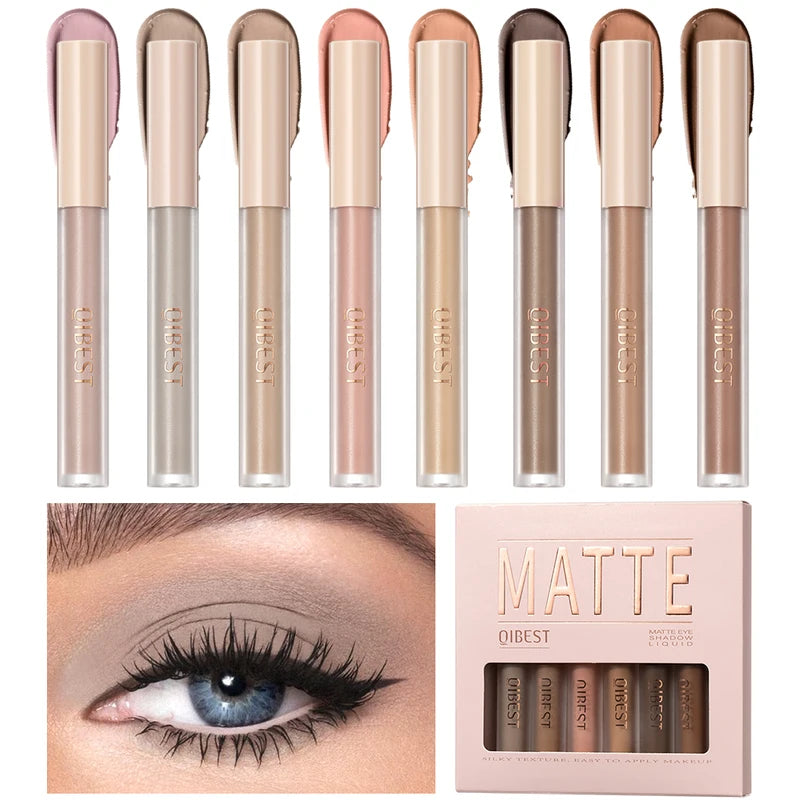 8-Color Matte Liquid Eyeshadow Set Waterproof & Long-Lasting Makeup