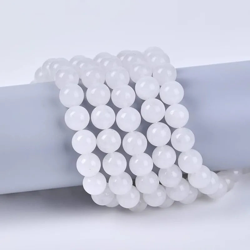 Natural Selenite Beads for Jewelry Making - Semi-Precious Round Loose Stones