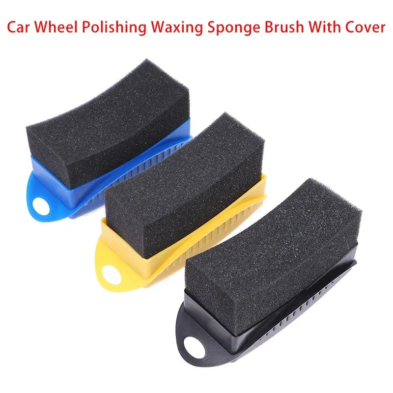 Car Wheel Polishing Waxing Sponge Brush with Cover for Tire Cleaning and Detailing