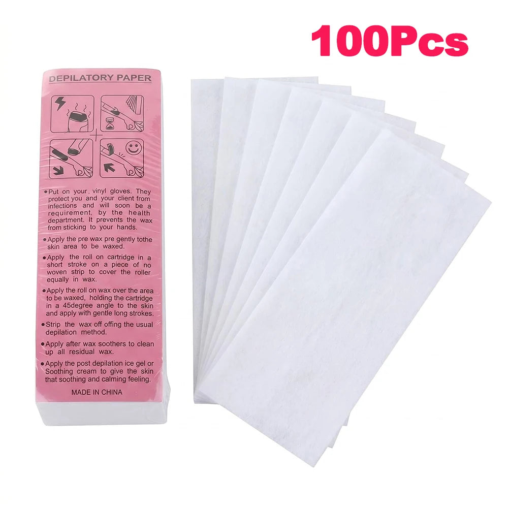 Hair Removal Wax Strips Pack - Nonwoven Pre-Cut Depilatory Paper for Legs Arms & Body