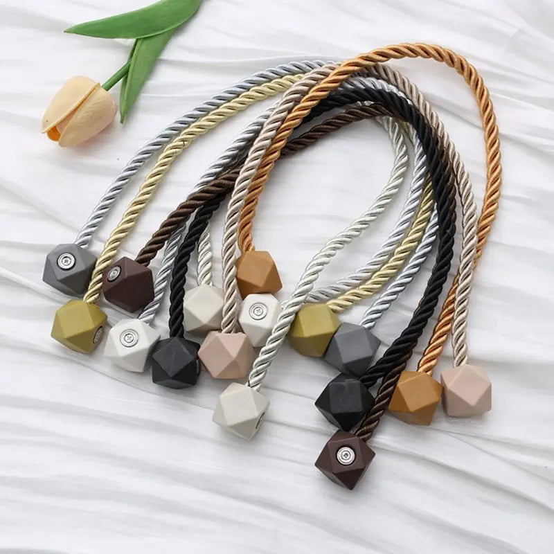 Magnetic Window Curtain Tiebacks 2Pcs Adjustable Rhombus Style Home Decor