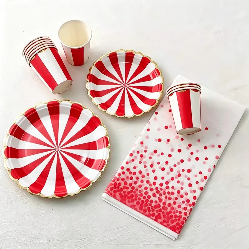 Disposable Party Paper Plates & Cups Set for Celebrations - Multiple Colors