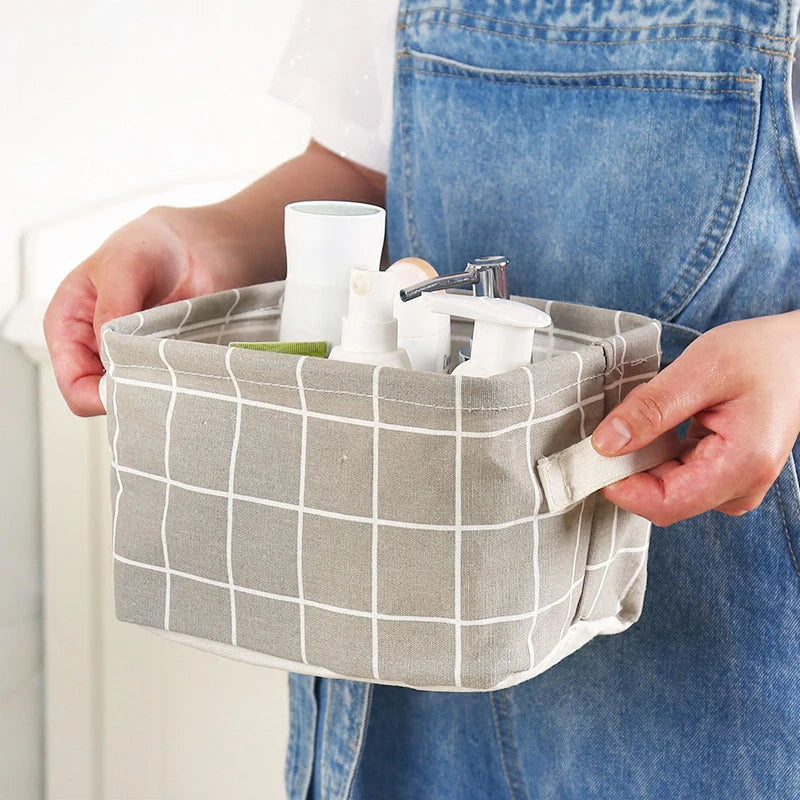 Cotton Hemp Storage Basket with Handheld Handle for Closet and Home Organization