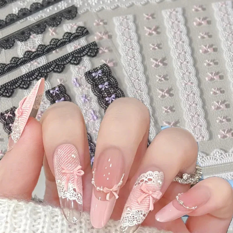 Self-Adhesive Lace Heart Nail Stickers for Manicure DIY Nail Art