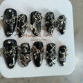 10 Pieces of Fake Almond-Shaped Nail Set - Gothic Wings & Roses