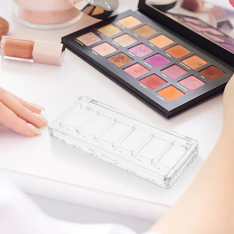 Refillable 6-Grid Transparent Eyeshadow Palette - Travel Makeup Organizer