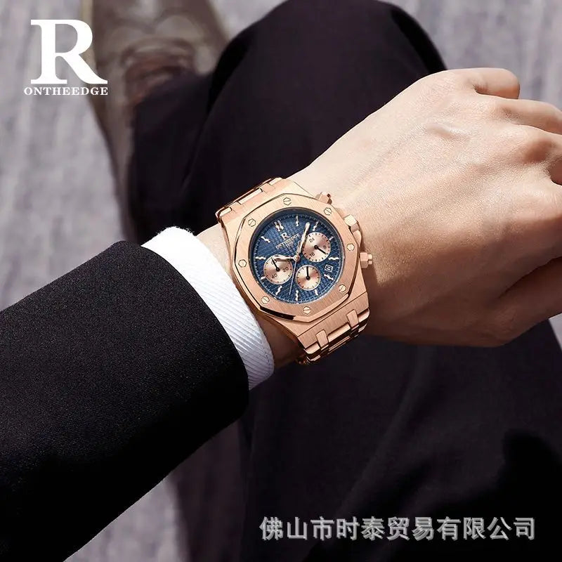 Men's Waterproof Luminous Quartz Watch - Multi-Functional Sports Wristwatch