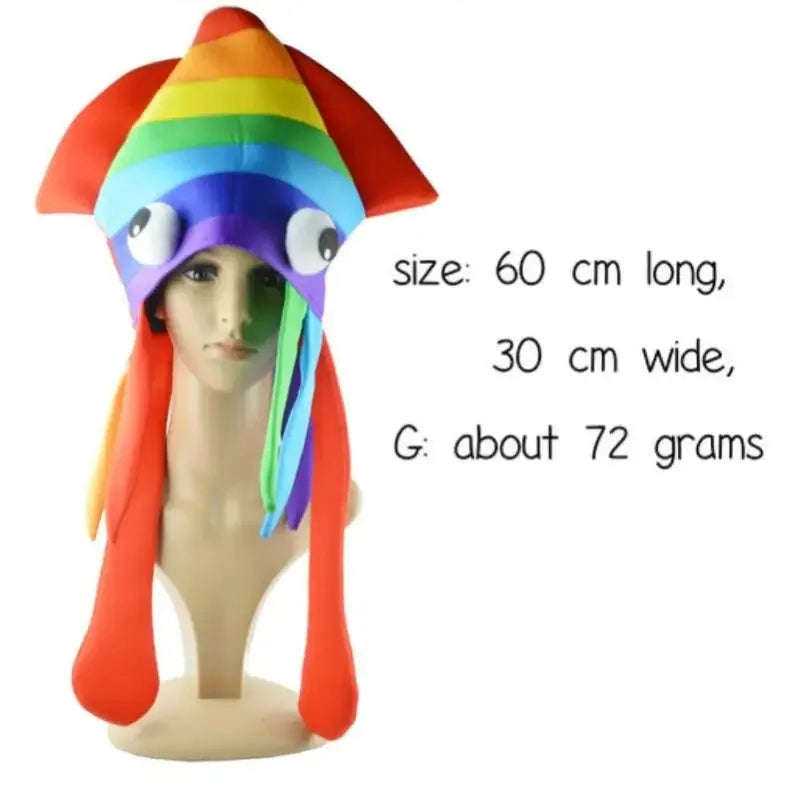 Funny Rainbow Octopus Hat Costume Accessory for Adults and Kids