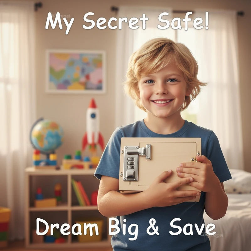 DIY Wooden Mechanical Password Box Kit with Combination Lock - Educational Money Bank for Kids