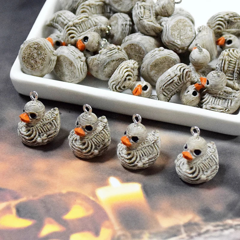 10pcs Halloween Skeleton Duck Resin Charm Earrings Necklace Bracelet Jewelry Making Supplies