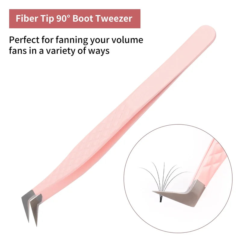 Fiber Tips Eyelash Tweezers - Professional Stainless Steel Makeup Tool