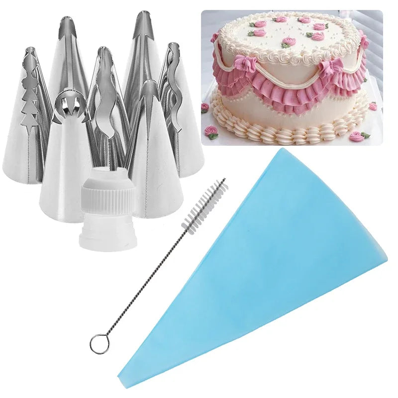 8/10pcs Cake Piping Tips Set Icing Nozzles Reusable Frosting Pastry Bags Decorator Tool