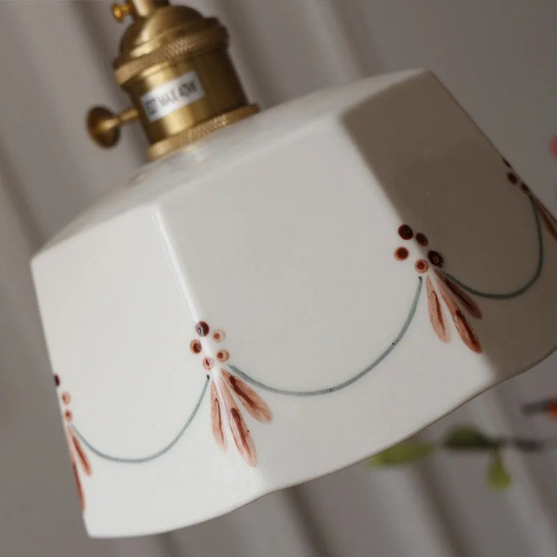 Retro Brass-Glazed Ceramic Chandelier for Bedroom, Restaurant, Bar & Entrance Lighting