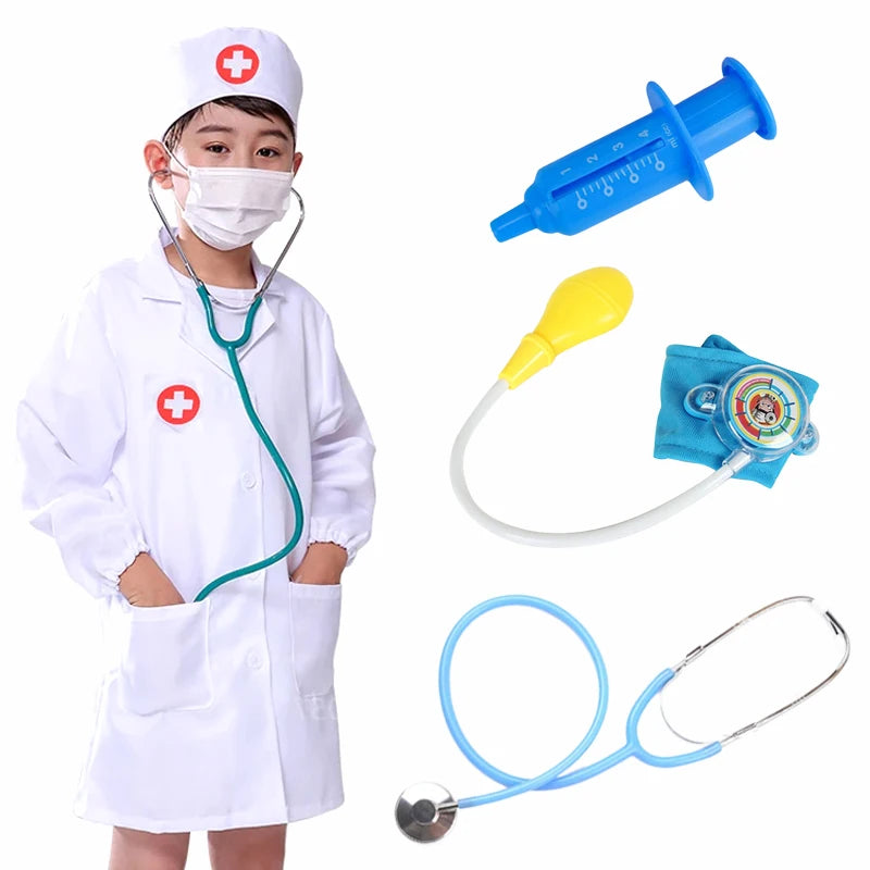 Children Cosplay Doctor Costume with Accessories for Halloween Role Play