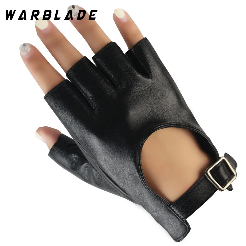 Women Halloween PU Leather Waterproof Fingerless Gloves - Punk Fashion Cycling & Dance Gloves