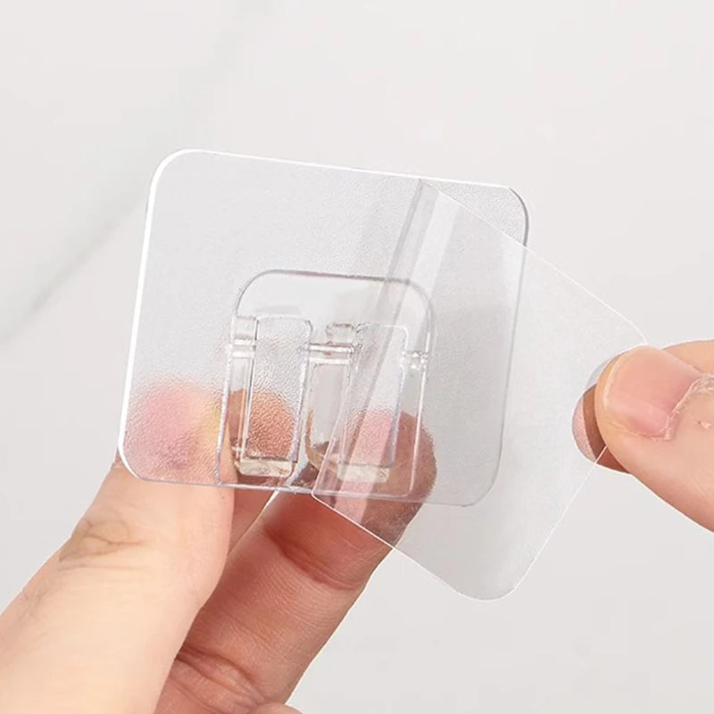 Outdoor String Light Adhesive Hooks - Transparent Wall Mount Clips for Patio & Home