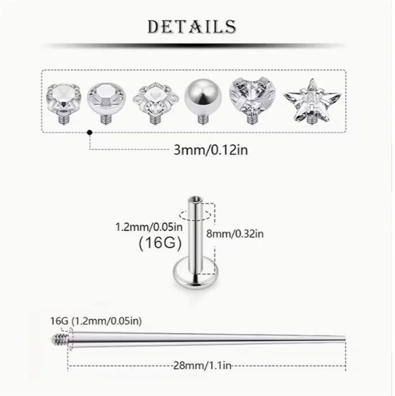 13Pcs Lip Labret Medusa Snake Bite Earrings Set - Stainless Steel Studs for Men Women