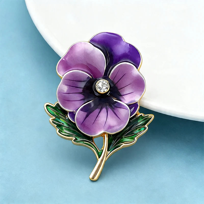 February Birthday Flower Brooch Pins for Women - Enamel Floral Jewelry