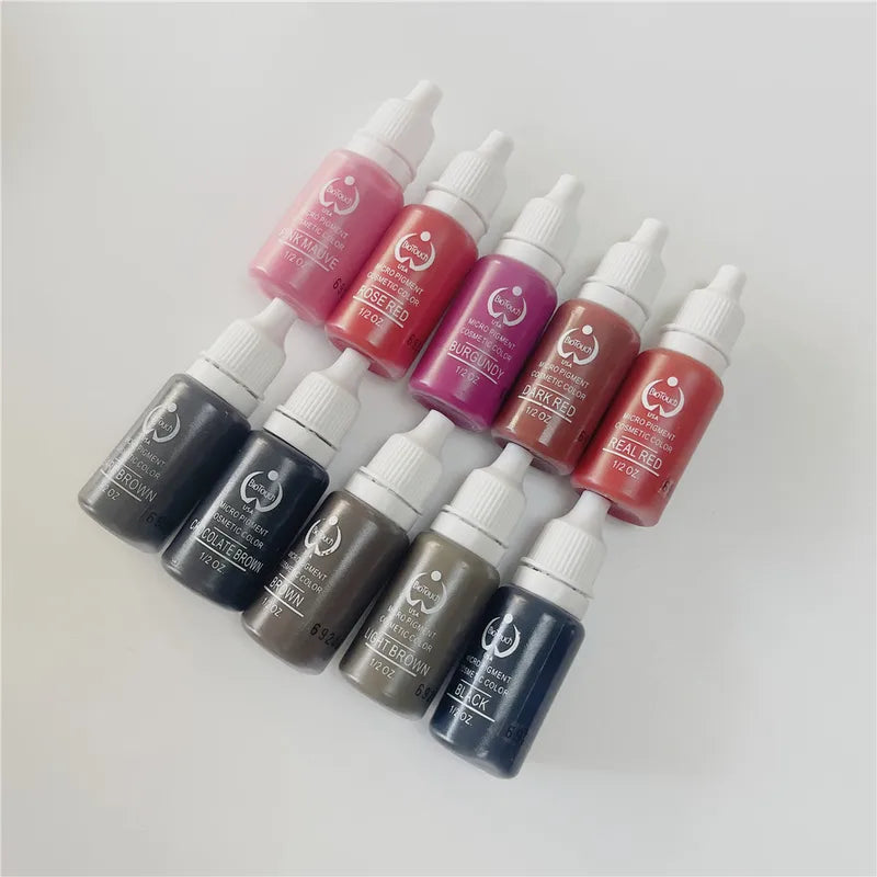 5-Piece Permanent Makeup Tattoo Ink Set - Micropigmentation & Lip/Eye Color