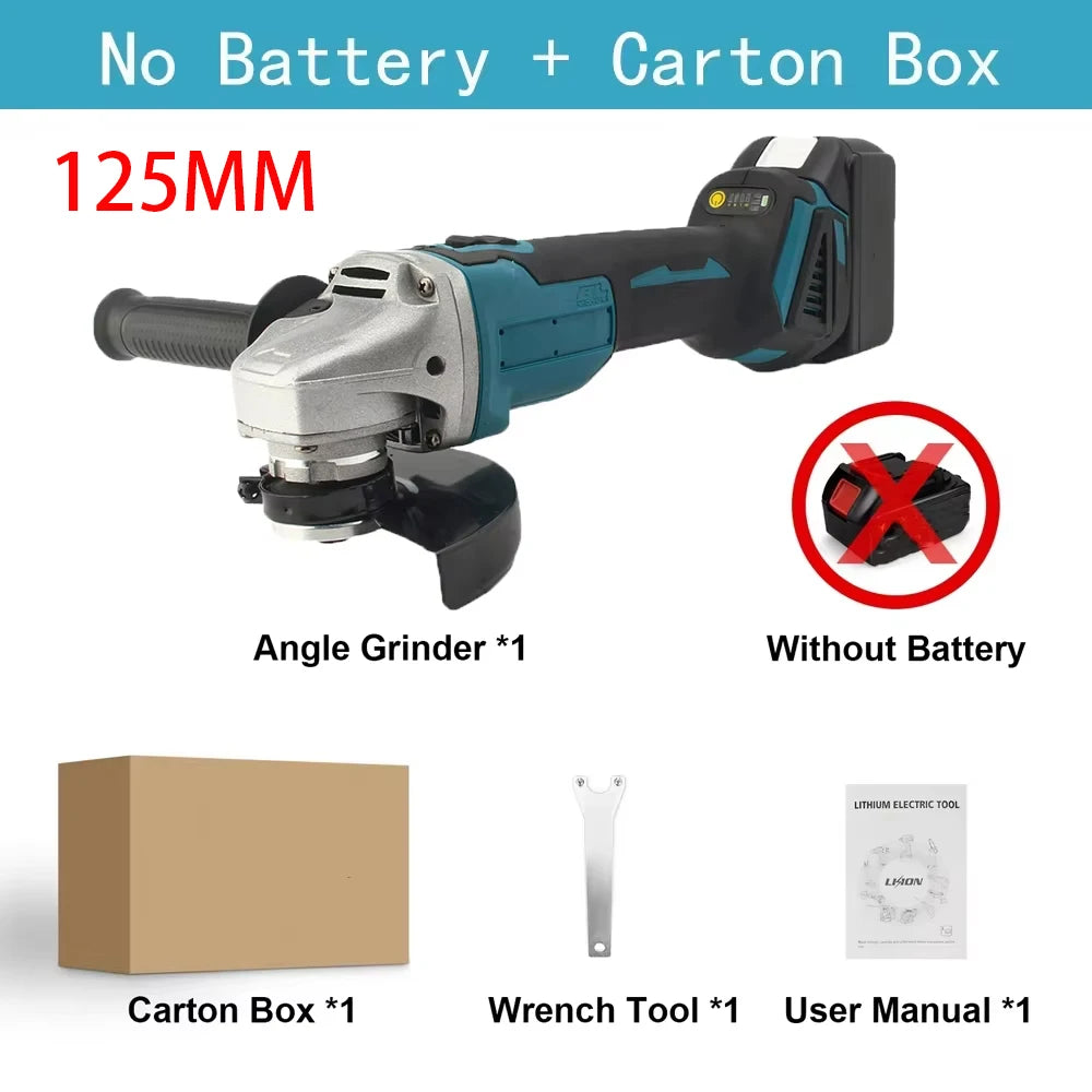 125mm Brushless Cordless Angle Grinder with Variable Speed for Makita 18V Battery