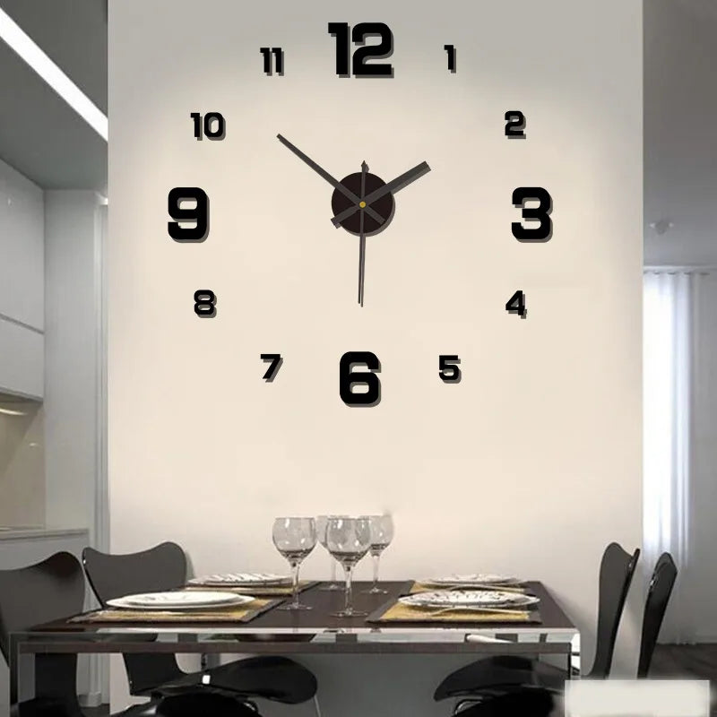 DIY Frameless Digital Wall Clock - Silent Vintage Style for Living Room & Office