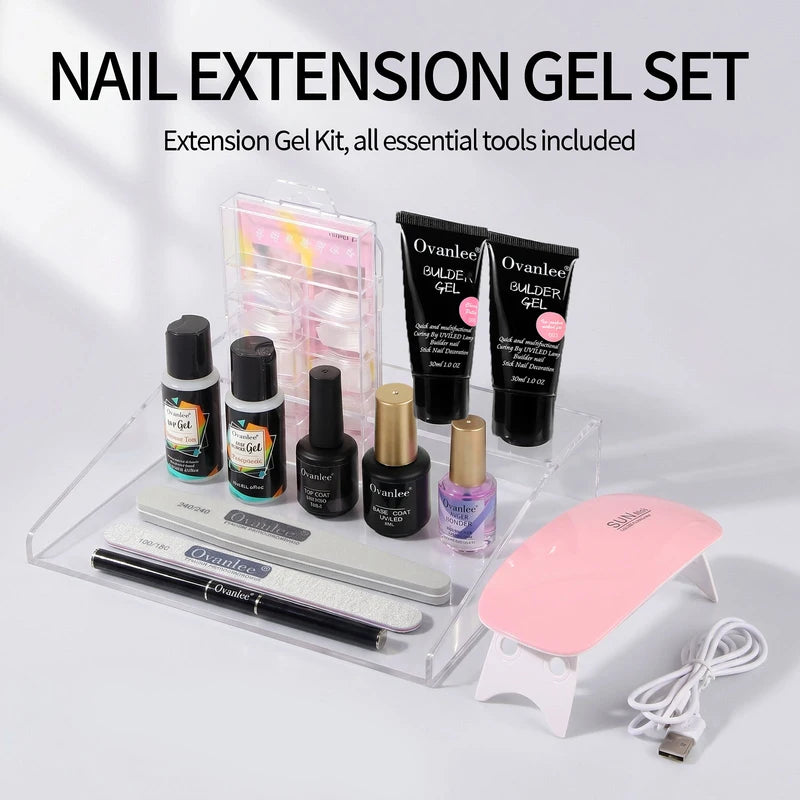 Nail Extension Builder Gel Kit with UV/LED Lamp - All-in-One DIY Manicure Set