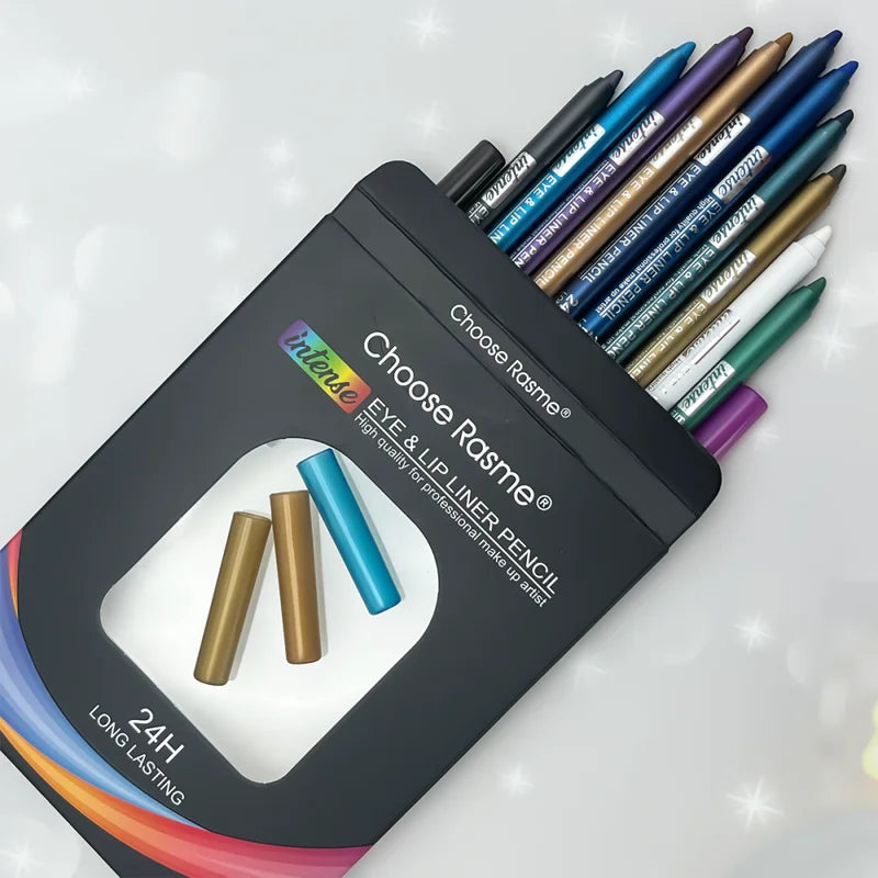 Waterproof Eyeliner Pen Set with Shimmering Effects - 12 Colors, Long-Lasting & Easy to Apply