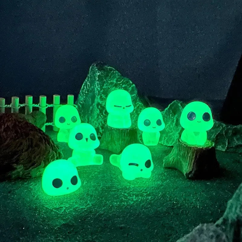 Glow in the Dark Mini Elf Figures Set - Potted Resin Fairy Garden Decor for Home & Garden