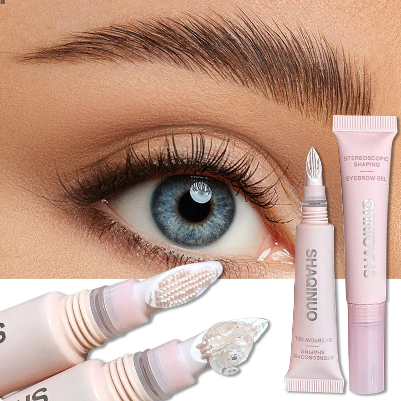 Waterproof 3D Brow Gel with Silicone Brush - Long-Lasting, Smudge-Proof Eyebrow Styling