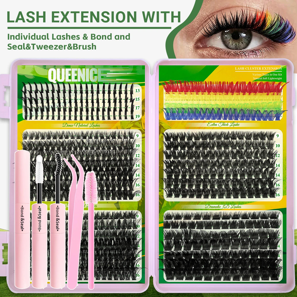 DIY Eyelash Cluster Fluffy Lash Extensions Set with Mixed Tray