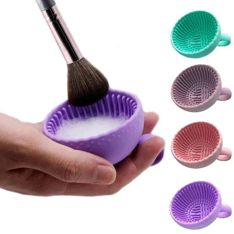 Silicone Makeup Brush Cleaner Bowl Folding Cosmetic Cleaning Tool - Multiple Colors