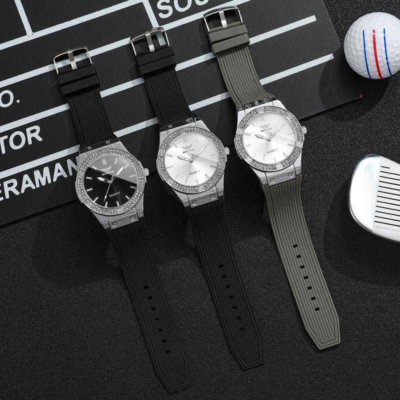 Men's Quartz Sport Watch with Silicone Strap - Fashionable Casual Wristwatch