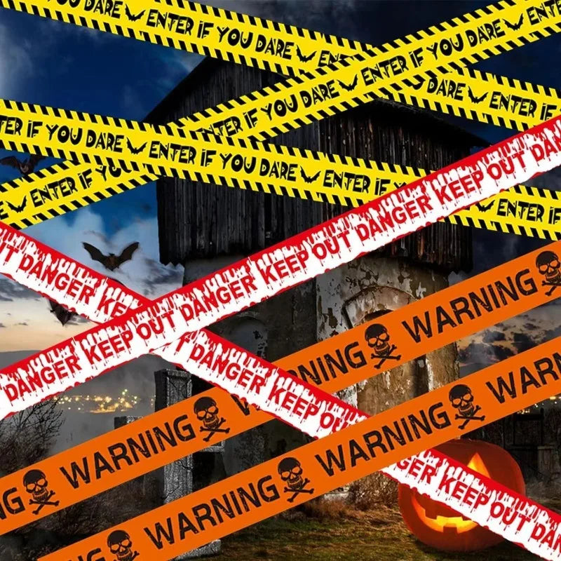Halloween Caution Tape Barricade Line for Haunted House Party Safety Decor