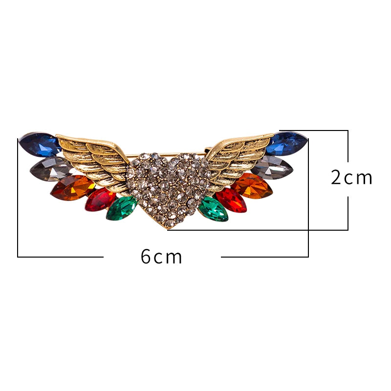 Sparkling Crystal Love Angel Wings Brooch for Weddings & Dress Decor