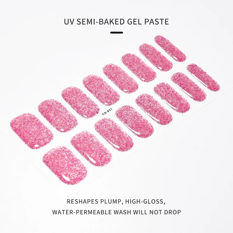 Semi-Cured Nail Art Sticker Full Cover Gel Decal for Manicure - Assorted Patterns