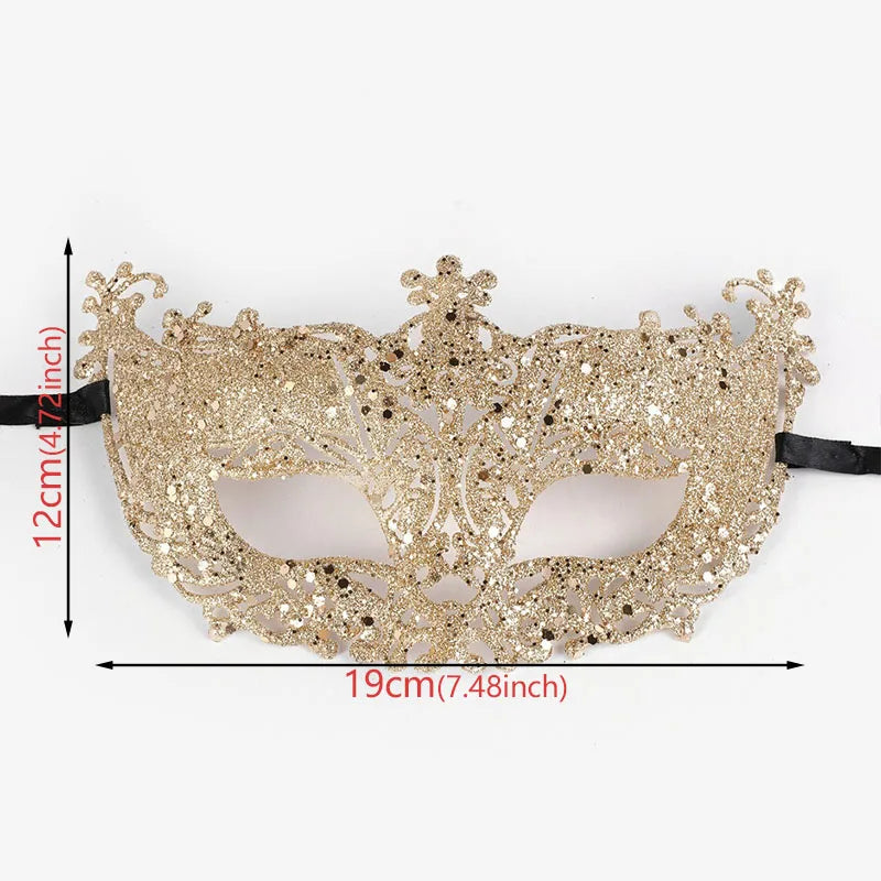 Halloween and Carnival Hollow Gold Powder Fox Mask for Masquerade & Parties