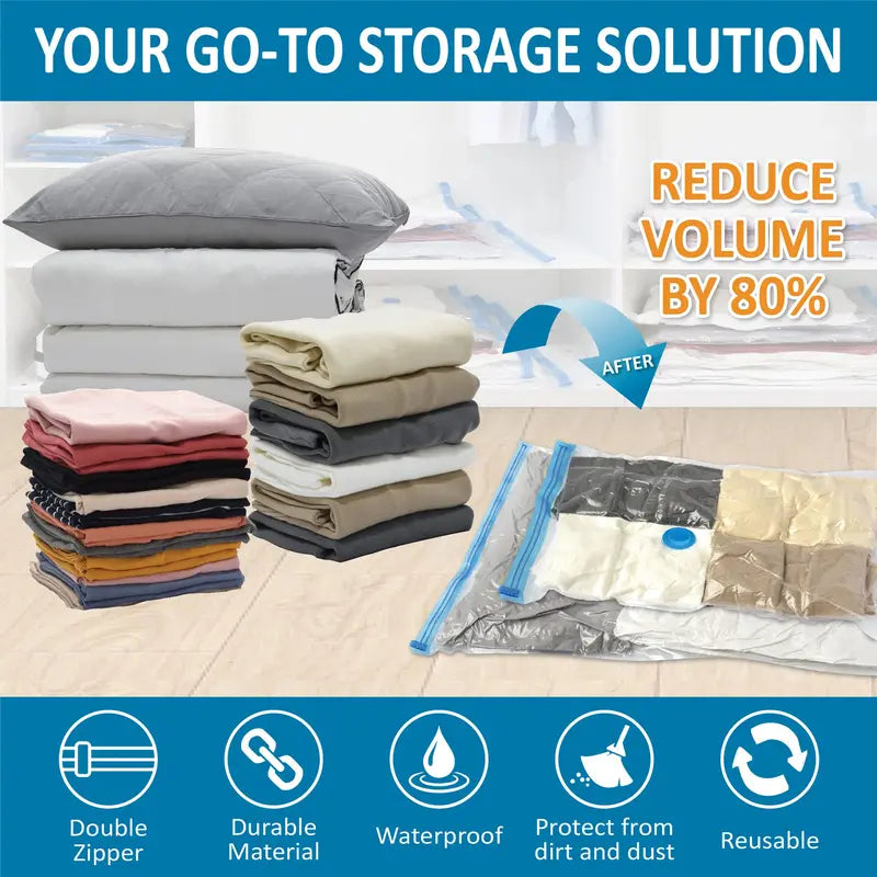 20 Pack Vacuum Storage Bags Space Saver Compression for Clothes & Comforters