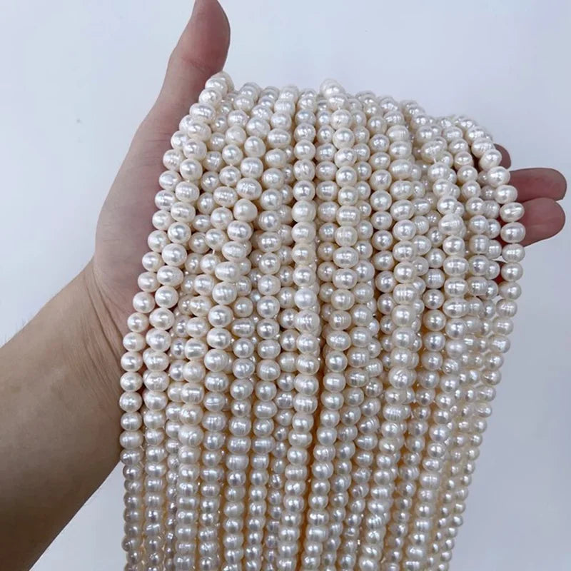 Natural Freshwater Pearl Beads for Jewelry Making - 7-8mm Round Isolated Wholesale DIY Necklace & Bracelet Supplies