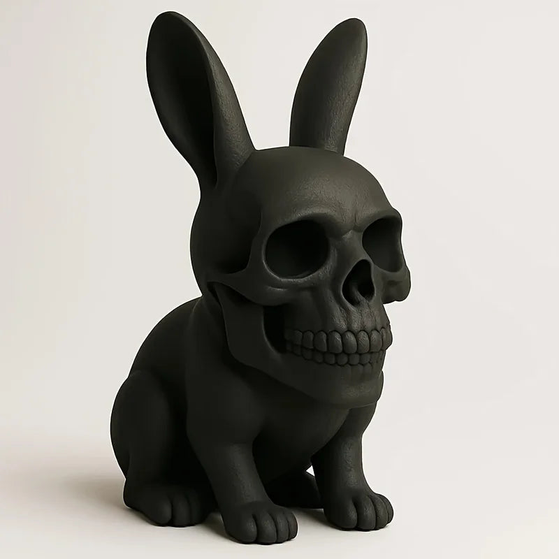 Punk Style Rabbit Skull Statue Halloween Easter Decor Gothic Home Ornament