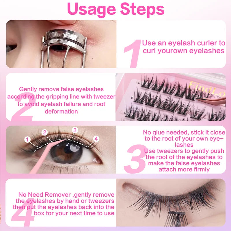 Self-Adhesive 5D Camellia Eyelash Clusters - Reusable No Glue Needed, 11-12mm