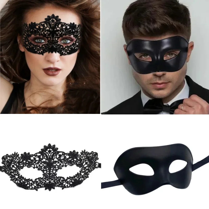 Elegant Masquerade Mask Set for Couples - Venetian, Mardi Gras & Halloween Parties