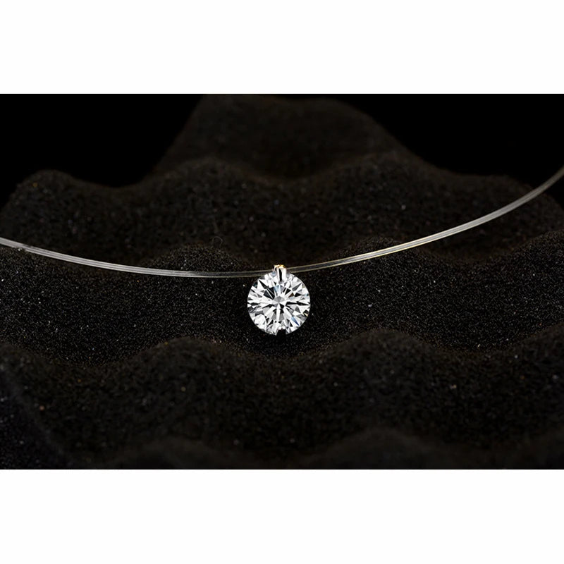 Sterling Silver Zircon Pendant Necklace for Women Short Fashion Chain