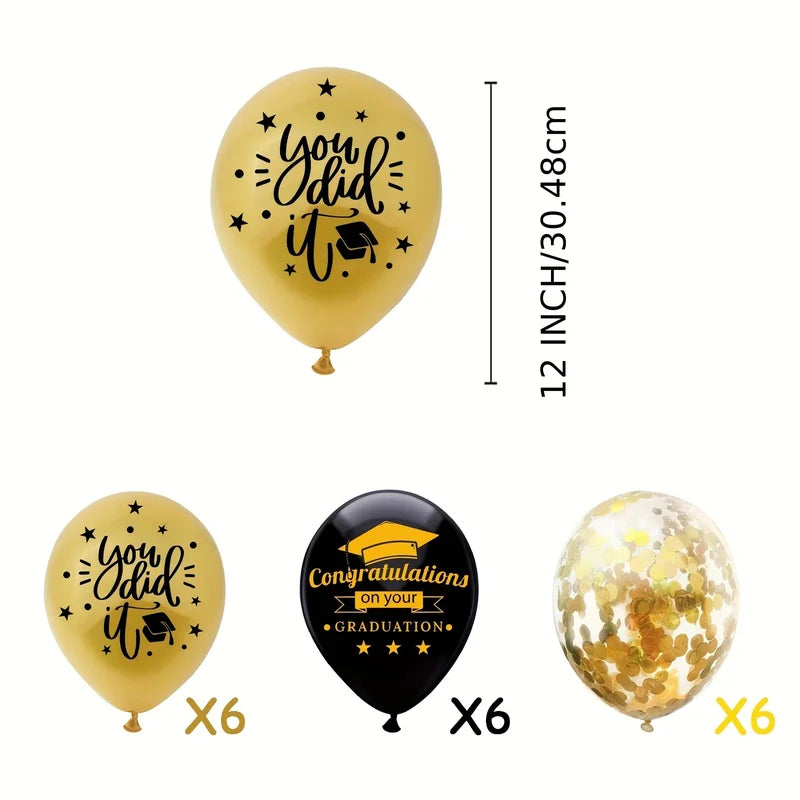 Graduation Party Decoration Kit with Banner Swirls Photo Booth Props Celebration Supplies