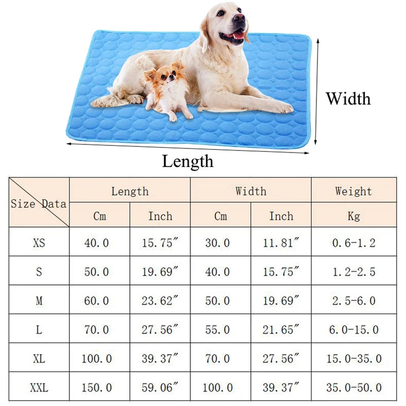 Cooling Pet Bed Mat - Washable Ice Gel Mattress for Dogs & Cats