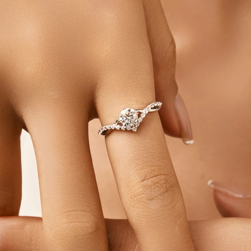 D Color Moissanite Engagement Ring 925 Sterling Silver Wedding Jewelry