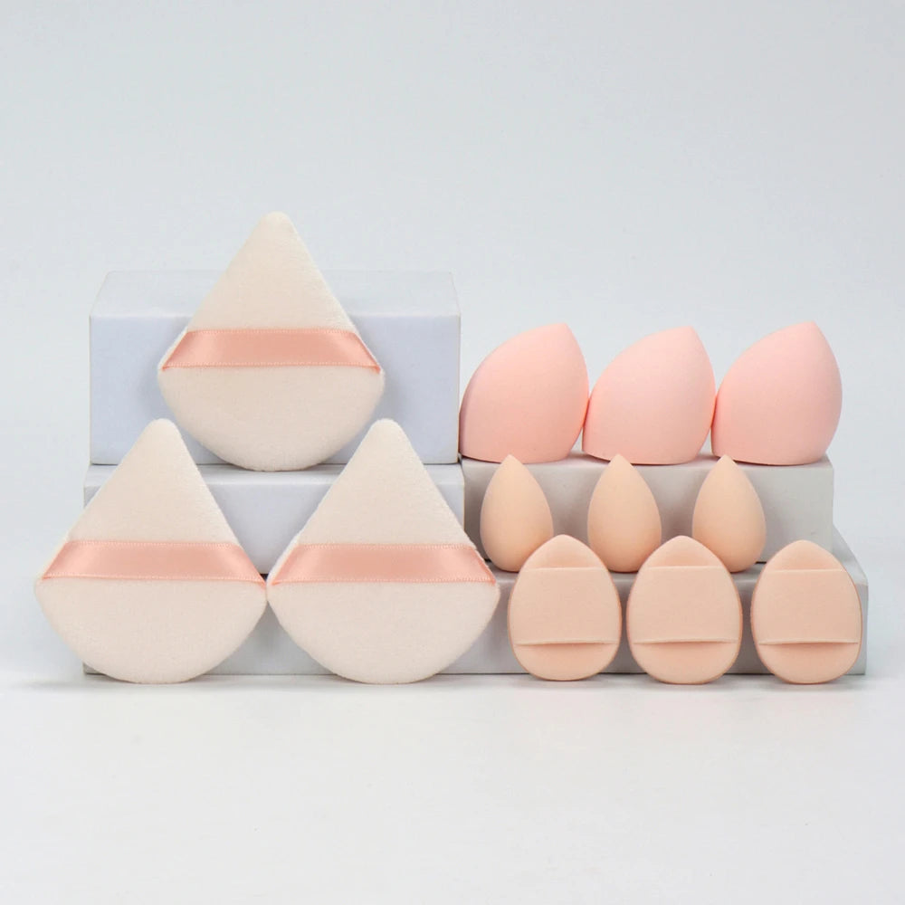 12-Piece All-Purpose Makeup Sponge Set - Velvet Cosmetic Blenders for Liquid & Powder