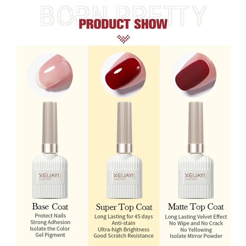 2PCS Nail Gel Polish Base & Top Coat Reinforcement Long Lasting UV LED Clear Gel