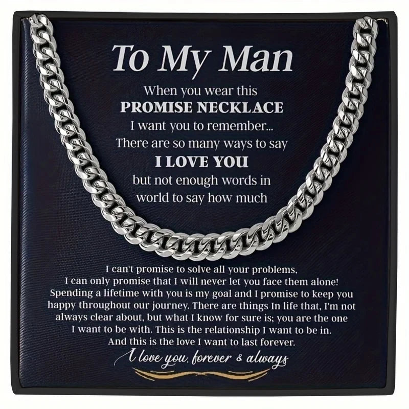 Men's Cuban Chain Necklace Gift for Him, Promise & Anniversary Jewelry